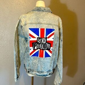 Sex Pistols men’s custom made denim jean jacket size L